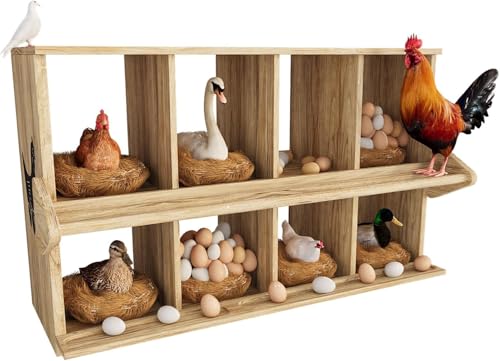 Chicken Nesting Box, 8 Compartment Wooden Nesting Boxes for Chickens with Perches, Floor/Stand/Wall Mount Large Chicken Nesting Boxes for Small & Medium Poultry - size: 8 Compartment