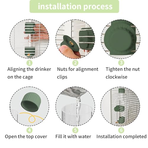 7.4 Fl Oz No Mess Bird Water Dispenser, Automatic Parrot Water Feeder with Spring Valve, Clear Cage Water Drinker for Parakeets Cockatiels Budgies Finch Lovebirds & Canary (Green, 7.4 fl oz (220ml)) | Leak-proof bird waterer For parrots, cockatiels budgie