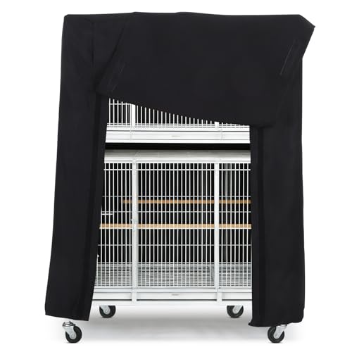 POPETPOP Universal Bird Cage Cover, Good Night Parrot Cage Cover for Birdcage Accessories, Washable&Breathable (Black, Large)