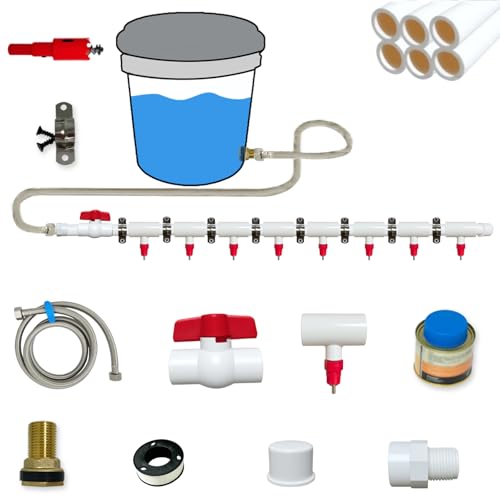 DIY Chicken Watering System - 1/2" PVC Tee Fittings and Chicken Waterer Nipples with PVC Pipe, Stainless Steel Hose, Automatic Chicken Waterer Feeder Kit for Chicken, Duck, Quail