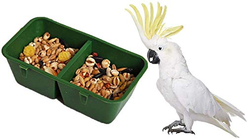Litewoo Bird Food Water Feeder Parrot Seed Bowl for Cage (3.9inch 2 in 1) | 3.54x1.38x1.97 in, BPA-free plastic, with hooks, easy to clean, prevents tipping and mess, for small bird/parakeet /cage - size: 3.9inch 2 in 1