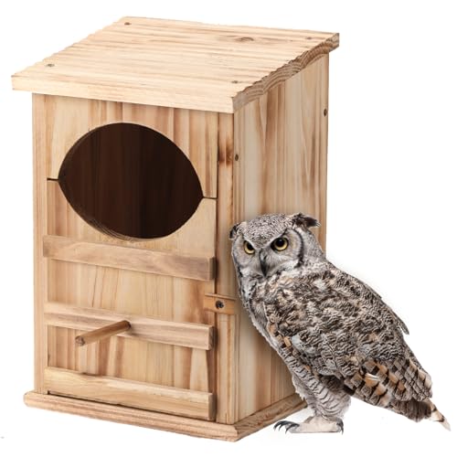 Screech Owl Nesting Box for Outdoors with Easy-Clean Door | Owls House, 13×7.3×8.6 In, Cedar Wood, Quick Assembly, Weather-Resistant Design, Includes Natural Shavings
