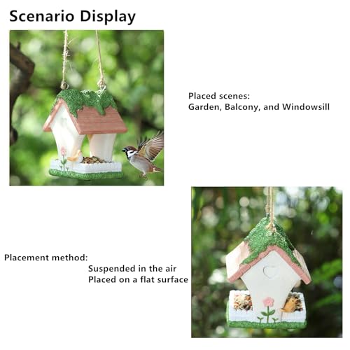 Bird Feeder House,Outdoor Hanging Bird's Nest, Hummingbird Houses,Wooden Fence Design, Butterfly and Bird Accents,Outdoor Hanging Design (Floral Pattern) - style: Floral pattern