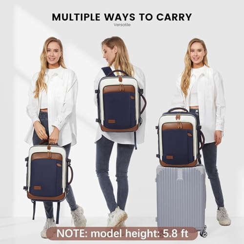 LOVEVOOK Travel Backpack for Women, 40L Carry On Backpack with 3 Packing Cubes,TSA Personal Item Travel Bag Airline Approved, Water Resistant Weekender Overnight Luggage Daypack, Fits 17 Inch Laptop - color: H-blue-beige-brown, size: Large - 17.3 Inch - 4