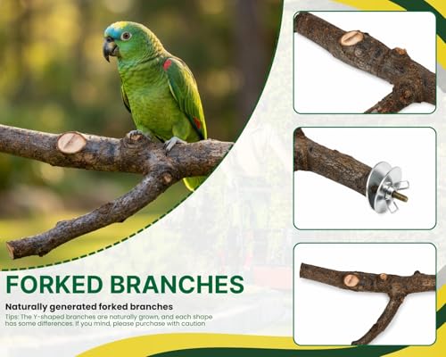 6 PCS Bird Perches for Cage | Natural Apple Wood Perch Set with Platforms for Small Birds, Parakeets, Budgies, Cockatiels Climbing, Resting & Foot Exercise