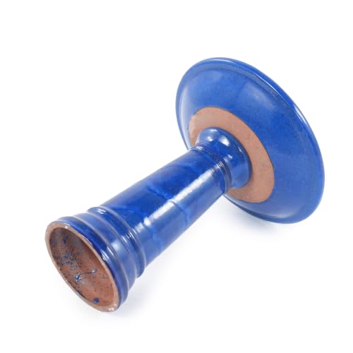 Ceramic Pedestal Bird Bath for Outside, 15 x 12 Inch, Sapphire Blue | Glazed Finish, Easy Twist-to-Lock Assembly - color: Sapphire Blue