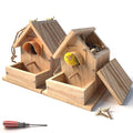 Bluebird Houses for Outside with Pole, Cedar Wooden Bird Houses to Paint for Finch Bluebird Cardinals, Hanging Birdhouses W/Rain Awning Kits for Outdoors (DIY Detachable, 2 Pack) - style: 2pcs Bird House