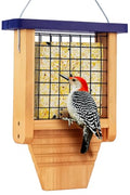 Gbekery Wooden Suet Bird Feeder for Outside Hanging, Woodpecker Suet Feeder with Tail Prop, Hanging Bird Feeder for Wild Birds, 1 Pack, Blue - color: Blue