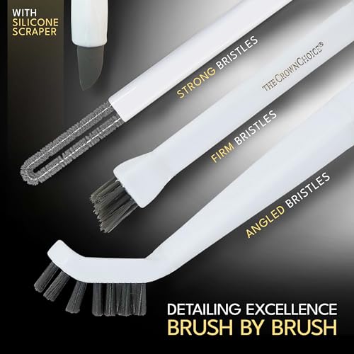 Small Cleaning Brush Set 3pcs—Crevice Brushes for Cleaning—Scrub Brushes Set with Silicone Tipped Scrub Brush—Stiff Handle Miniature Cleaning Brush for Kitchen Uensils, Tight Spaces, Tub, Shower - color: Small Cleaning Brush Set