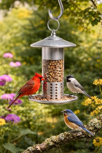 Pacific Bird and Supply PB-0037 Galvanized Mealworm Feeder, 6.25" x 6.25" x 11.25", Silver