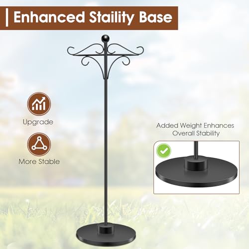 Adjustable Double Shepherd's Hook, 34-63 Inch Black Iron Stand for Indoor/Outdoor Use – Ideal for Hummingbird Feeders, Hanging Plants, Lanterns, Wind Chime - style: Double