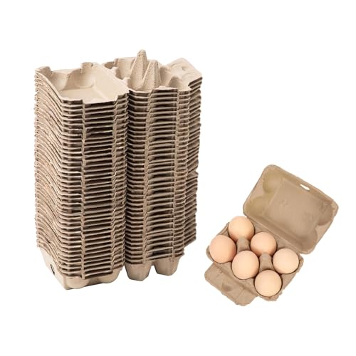 40 Pack Egg Cartons Cheap Bulk, 2x3 Style Reusable Egg Cartons Bulk | Empty Natural Paper Pulp Egg Cartons, Sturdy Design Egg Carton for Fresh Chicken Eggs