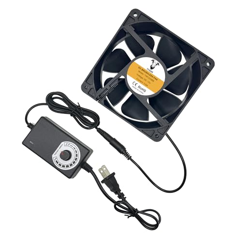 120mm x 38mm 12V Brushless Axial Cooling Fan Computer Fan | AC 100V-240V Speed Control,Ball Bearing,for Chassis Case Receiver Amplifier DVR PlayStation Xbox Cabinet Server Greenhouse - style: 4.72inx1.5in