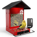 All-Metal Bird Feeder, Wall & Pole Mountable, 2.4L Large Capacity | Chew-Proof & Weather-Resistant Design, Easy to Clean & Fill, Wild Birds Feeder for Backyard & Garden, for Men Women Gift - color: Cranberry（Without Camera）