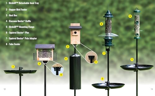 BirdsUP Single Pole for 1 Bird Feeder/Bird House, w/Bullseye Level and Torque Bar, 1-inch Outside Diameter, 5ft Installed