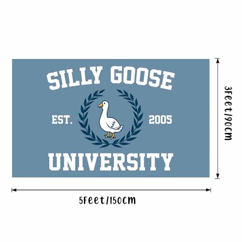 Funny Blue Campus Flag 3X5 Feet Silly Goose University Banner | College Dorm Room ,Man Cave Frat Wall Outdoor Decor, With 4 Brass Grommets - color: G3