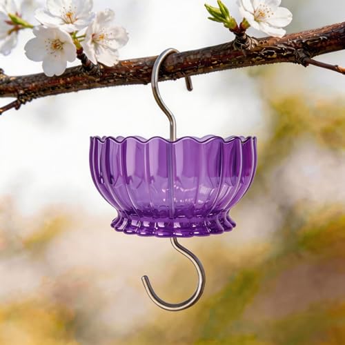 9oz Plastic Ant Moat for Hummingbird Feeder, Purple Daisy Insect Guard | Stainless Hooks, Floral Buffer, Transparent Nectar Protector, Water Barrier Blocking Bugs, 9 Ounce/270ml Capacity - color: Purple, size: 1PC/Pack