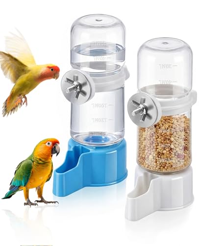 2 PCS Automatic Bird Cage Water Dispenser, Parakeet Parrot Feeder Hanging Drinking