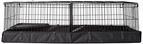 Amazon Basics Leakproof Canvas Bottom Guinea Pig Cage, Easy to Clean Small Animal Habitat with Divider Set, Indoor/Outdoor, Portable, No Tools Needed, 47.6"L x 24.2"W x 14"H, Black - size: 47.6"L x 24.2"W x 14.0"H