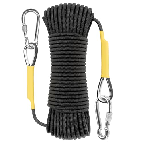 X XBEN Outdoor Climbing Rope 10M(32ft) 20M(64ft) 30M(96ft) 50M(160ft) 70M(230ft) 152M(500FT) 352M(1000FT) Static Rock Climbing Rope for Escape Rope Ice Climbing Equipment Fire Rescue Parachute - color: Black, size: 1/3 Inch x 32 Feet