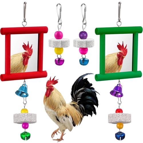 Sumind 2 Pieces Chicken Mirror Toys, Red, Green, 3.94 x 3.94 Inches | Clip on Wide Brim Golf Visors, Adjustable Elastic Headband Sun Hat, Lightweight Sport Cap for Summer Outdoor Activities Women - color: Red,green, size: 3.94 x 3.94 Inches