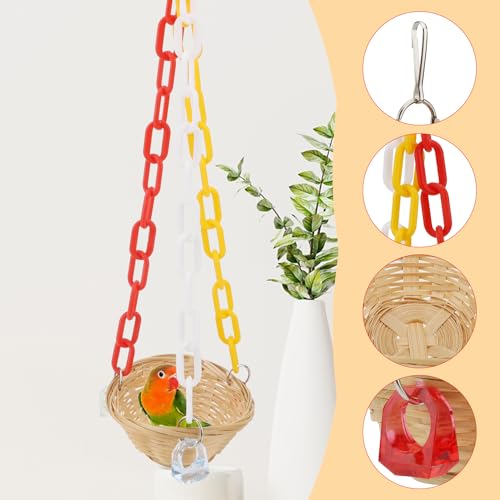 Hypeety Woven Basket Bird Parrot Hanging Swing Toy Cages Toys Parrot Natural Conure Cockatiel Parakeet - color: Woven Basket