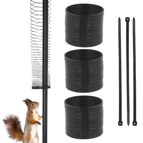3PCS Squirrel Baffle for Bird Feeders Pole, Metal Squirrel Guard Squirrel Barrier, Squirrel Spring Coil Guard Protects Hanging Bird Feeders for Outdoor Bird Feeder Poles - size: 3PC