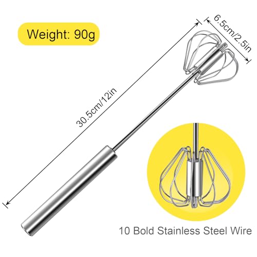 Stainless Steel Egg Whisk, 12 Inch Hand Mixer, Upgraded Semi-automatic Whisk, Ideal For Blending, Whisking, Baking tool, Beating Eggs, Butter & Milk, Suitable For Home Kitchen Use.