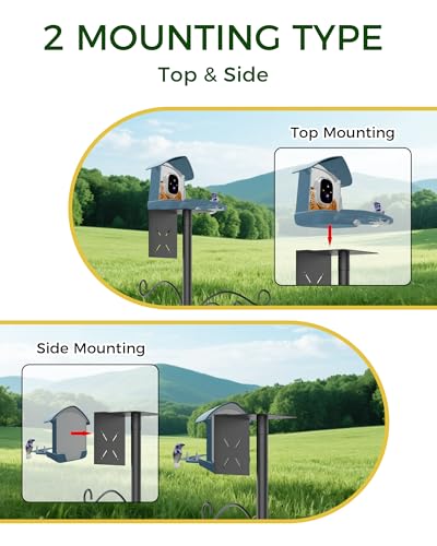 Bird Feeder Pole, 108 inch Bird Feeder Stand Station with Squirrel Proof Baffle, Outdoors Birdhouse Pole Heavy Duty (Birdhouse Not Included) - color: Black