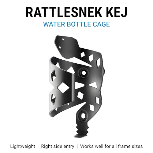 Portland Design Works Water Bottle Cage - Lightweight Water Bottle Holder for Bikes, RATTLESNEK KEJ, Black - Right Opening - style: RATTLESNEK KEJ - Black - Right Opening