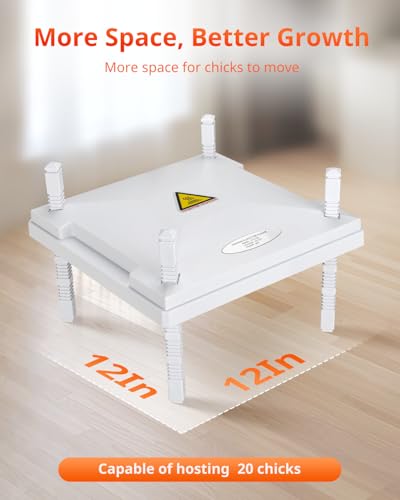 Updated 12"x12" Chick Heat Plate | Adjustable Height & Angle | 30W Lower Energy | Remote-Controlled Temp & Time | Dirt-Resistant Design | Keeps Over 20 Chicks Warm for Indoor Use