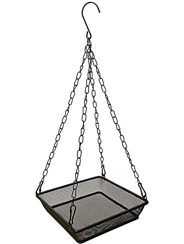 Hanging Bird Feeder Tray Platform Metal Mesh Seed Tray for Bird Feeding Outdoor Garden Decoration for Backyard Attracting Wildbirds