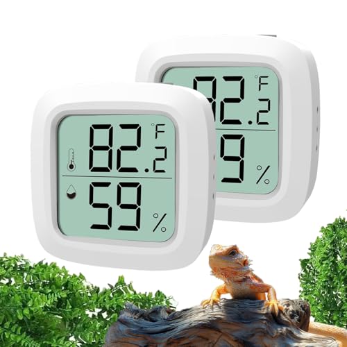 2-Pack Reptile Thermometer and Hygrometer – LCD Digital Temp & Humidity Monitor for Bearded Dragon, Gecko, Snake Tanks, Incubation Boxes, Indoor Pet Habitats - size: KD30M-White-2PCS