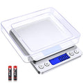 Kitchen Food Scale with 2 Trays, Diyife 500g/0.01g High Precision Scale | Mini Gram Scale with LCD Display, 6 Units, Auto Off, Tare Function, Cooking, Sliver (Batteries Included) - color: Silver