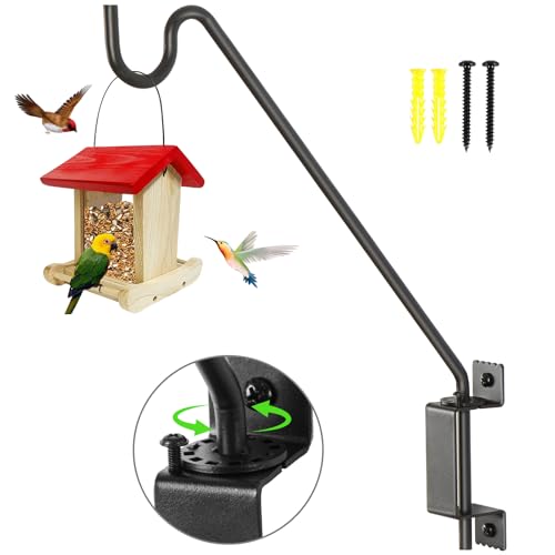 AILIN YELOKIE Heavy Duty 16" Deck Hook - 360° Swivel Plant Hanger with 12 Positions, Rust-Proof Steel Bracket for Bird Feeders/Pole & Hanging Plants - size: 16in-1