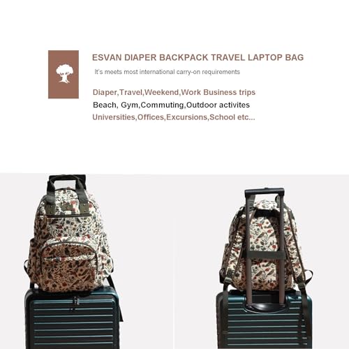 Diaper Bag Backpack Corduroy Multifunction Baby Fashion Travel Pack office Laptop Bag - color: Leaf Bird
