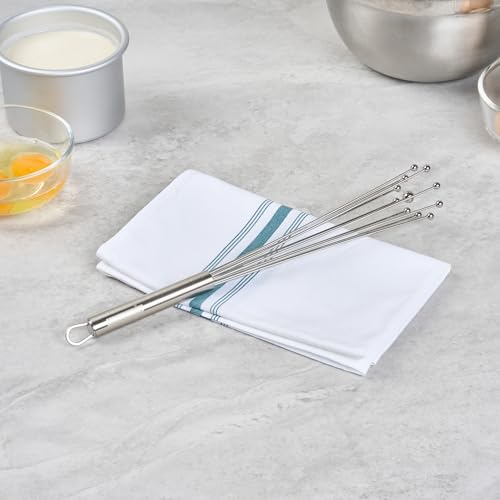 Restaurantware 12.5 in Stainless Steel Ball Whisk - German Standard Egg Beater with Ergonomic Handle, Dishwasher Safe - Manual Mixer Cooking Whisk for Baking, Stirring, Sauces, Beating - color: Ball Whisk, size: 12 1/2"