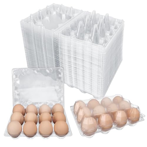100 Pack Bulk Egg Cartons, Clear Plastic Chicken Egg Holders, Egg Tray Carton Holder for Home & Kitchen, Farm & Market Use, An Eco-Friendly Egg Storage Solution, 12 Grids(Medium Size) - color: （3*4） / 12 Grids