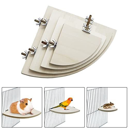 Litewoo Bird Parrot Corner Perch Flat Platform Stand, Easy to Install, Safe and Stable, Smooth Polishing Without Hurting Feet, Solid Hardwood Bird Cage Perches（S） - size: S: 3.94*3.94inch