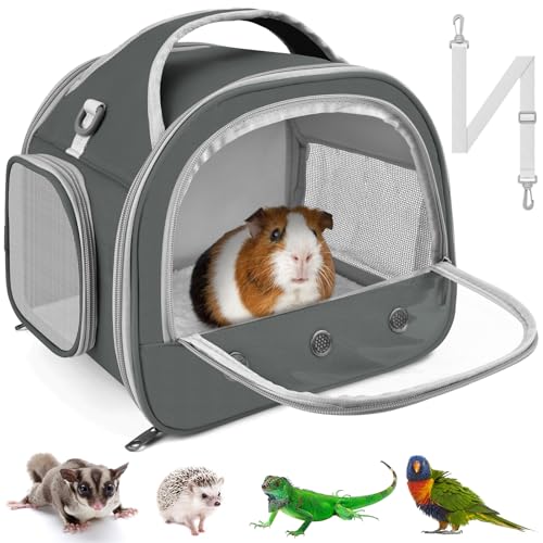 Bissap Bearded Dragon Travel Carrier, Portable Guinea Pig Carrier Bag Tortoise Carrier Pouch for Bunny Hamster Chinchilla Hedgehog Lizard Bird Outgoing Reptile Travel Carrying Case - Grey - color: Grey