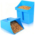 2 Pcs Large Feed Scoop 128 oz Plastic Grain Scoop Ice Seed Enclosed Bucket Utility Shovel with Side Handle for Horse Bird Chicken Livestock Animal Dry Food Restaurant Kitchen (Blue)