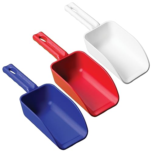Remco - A Vikan Company 3 pk Color-Coded Plastic Hand Scoop - BPA-Free, Food-Safe Scooper, Commercial-Grade Utensils, Restaurant and Food Service Supplies, 16-Ounce Size, Red/White/Blue