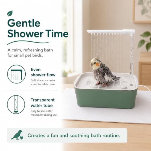 Parrot Bathtub Indoor Automatic Bath Shower,Bird Bath with Pump(small) | Bird Shower Fountain Bathtub with Running Water for Parakeet,Cockatie,Canary,Finch and small bird - color: Grey