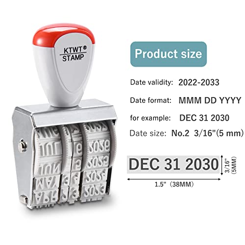 1.5" Rubber Stamp Line Dater, Date Stamp, Office Stamp Rotating Stamp 3/16" | Date stamp, month-day-year, high quality, good for 12 years of continuous use, for marking dates in any situation - size: 1.30 x 0.2 inches