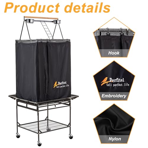 Bird Cage Cover Black Good Night Blackout Birdcage Cover (61 inch) | Durable Breathable Washable Material, Create Quiet Environmente - size: 61 inch