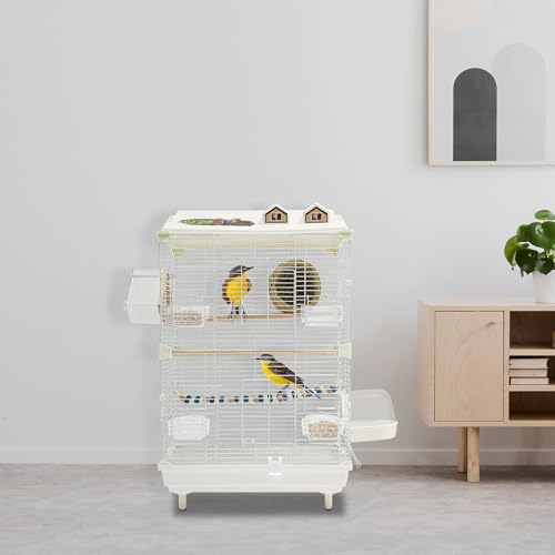 Bird Cage, 2-Tier Large Parakeet Cage with Stand for Small Birds