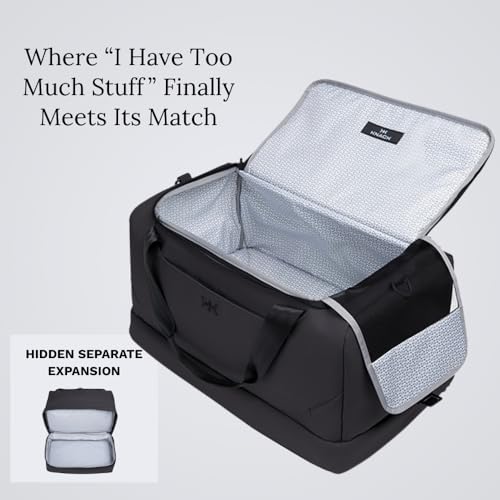 Knack Expandable Travel Duffel Midnight Black | 35L Duffel with hidden, separate 13L compartment easily organizes 4-5 days of travel gear. - color: Midnight Black, style: Travel Duffel