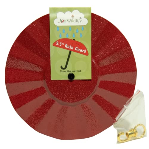 Metal Rain/Weather Guard - Perfect for Outdoor Bird Feeders, Seed Cylinders, Hummingbird Feeders, Cylinder Feeders and More Against Water, Sun, and Overhead Messes Rust Proof, - color: Red, size: 9.5 Inches