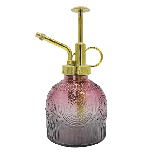 Glass Plant Mister Spray Bottle, 230ML Vintage Plant Spritzer, Succulent Watering Bottle Glass with Top Pump, Small Plants Sprayer Watering Can for Indoor Outdoor House(Red Gray) - color: Red Gray