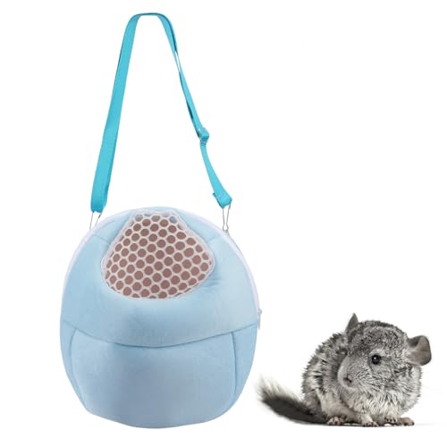 Hypeety Pet Carrier Bag Guinea Pig Breathable Portable Travel Bag, Blue | Breathable mesh pouch, hands-free sling outgoing backpack, secure zipper, for hedgehogs/hamsters/sugar gliders/chinchillas - color: Blue